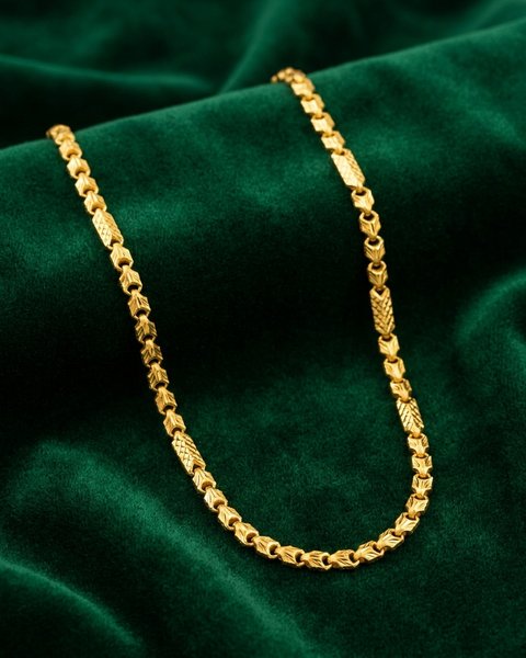 Bar and Barrel Link Chain, 22 inch, 22K Gold, 19.970 g