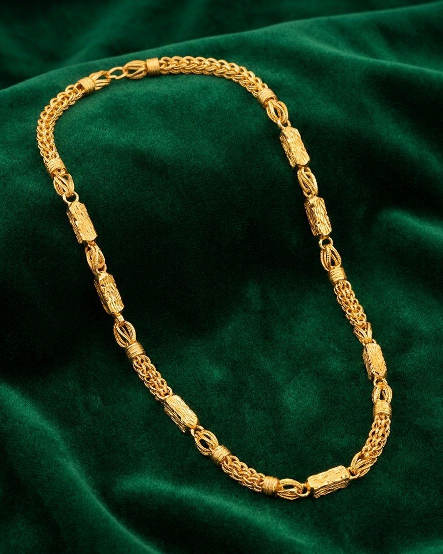 Bar and Weave Chain, 24 inch, 22K Gold, 25.060 g