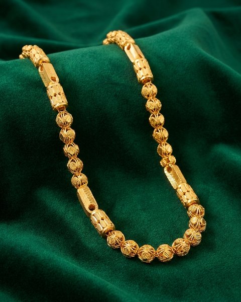 Barrel and Ball Bead Chain, 24 inch, 22K Gold, 45.210 g