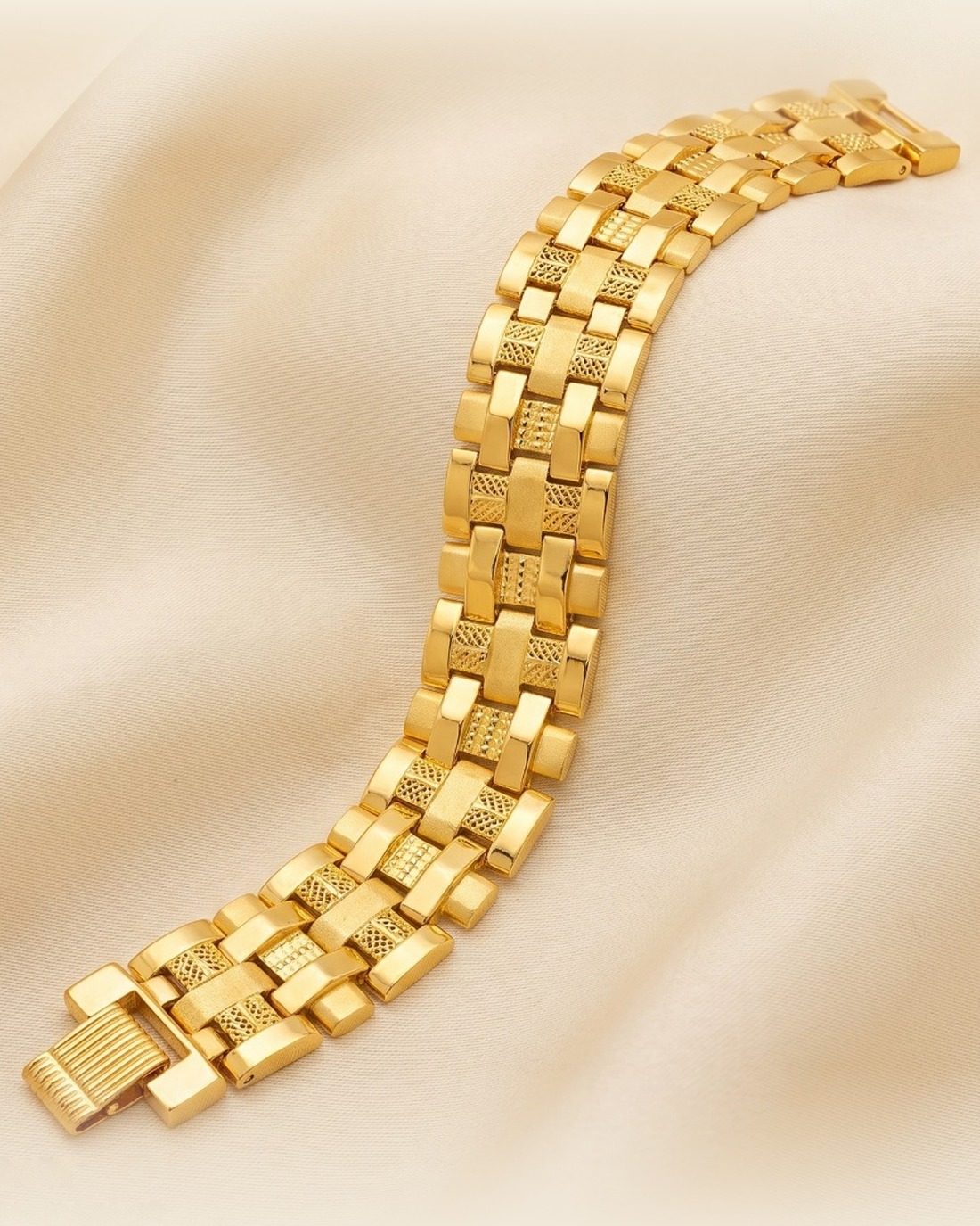 Brick Panel Men's Bracelet, 22K Gold, 26.950 g