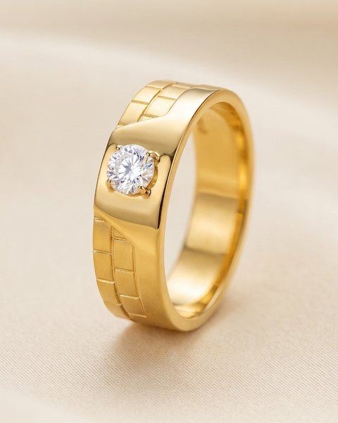 Brick Pattern Solitaire Band, 22K Gold, 2.094 g
