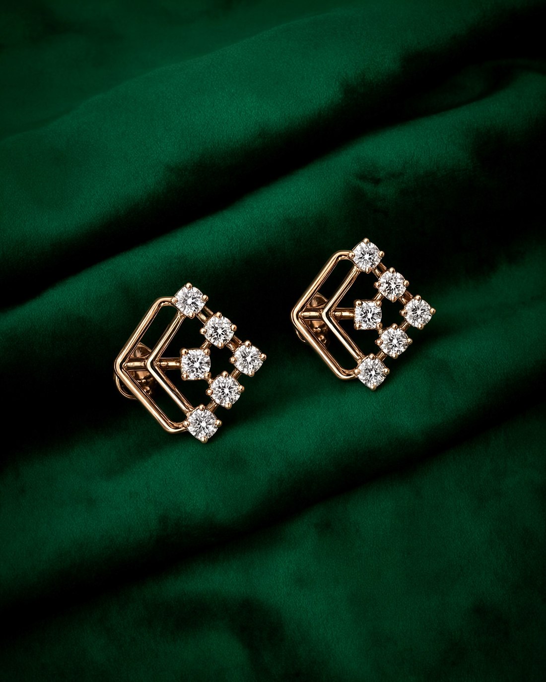 Chevron Kite Diamond Tops, 18K Rose Gold, 0.32 ct