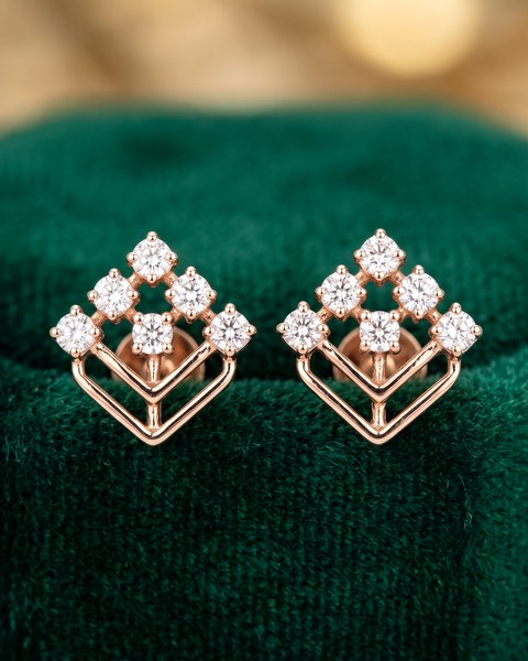 Chevron Kite Diamond Tops, 18K Rose Gold, 0.32 ct