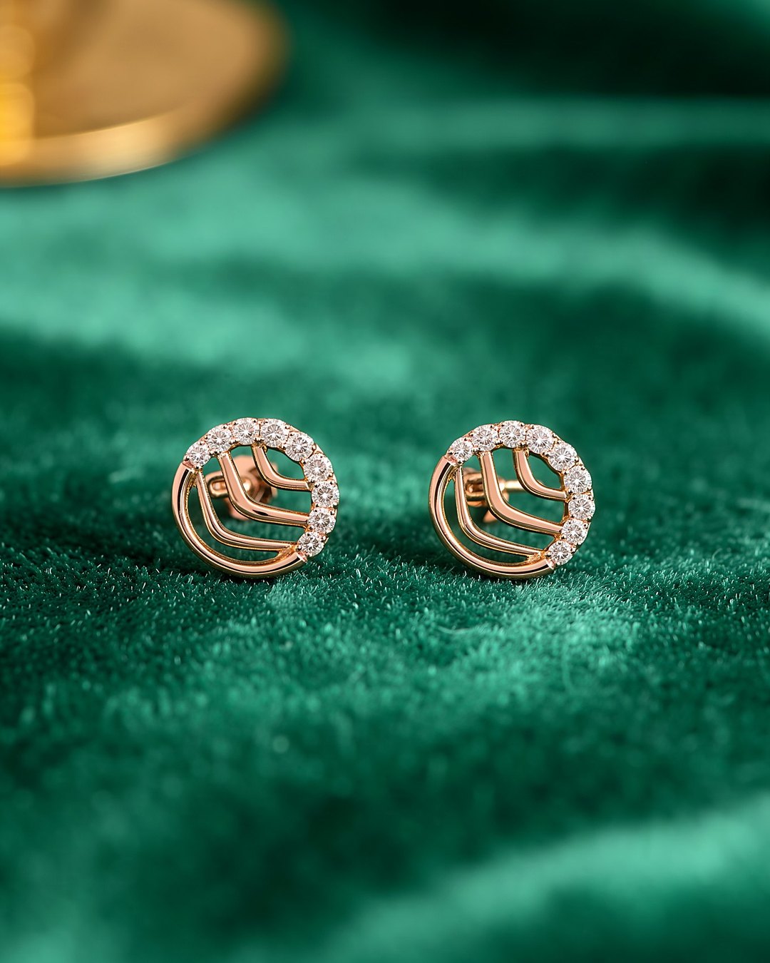 Circle Chevron Diamond Tops, 18K Rose Gold, 0.11 ct