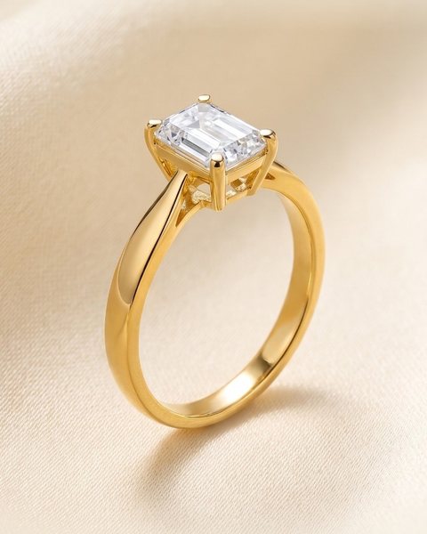 Emerald-Cut Solitaire Ring, 22K Gold, 2.004 g
