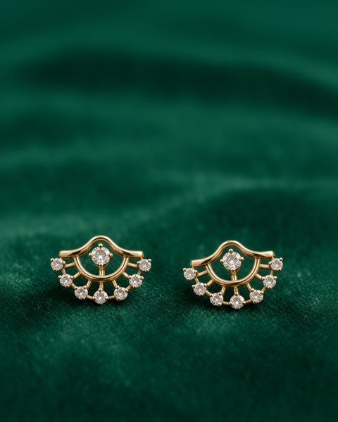 Fan Diamond Tops, 18K Rose Gold, 0.18 ct