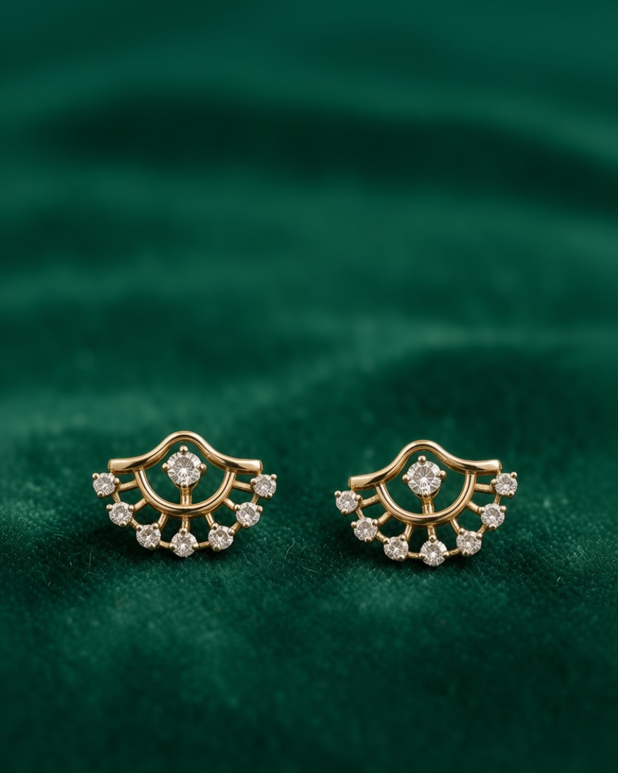 Fan Diamond Tops, 18K Rose Gold, 0.18 ct