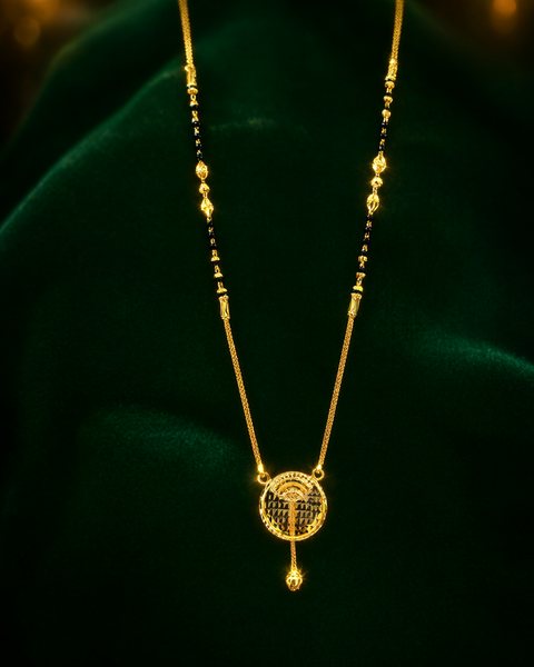 Filigree Disc Long Mangalsutra, 22K Gold, 11.440 g