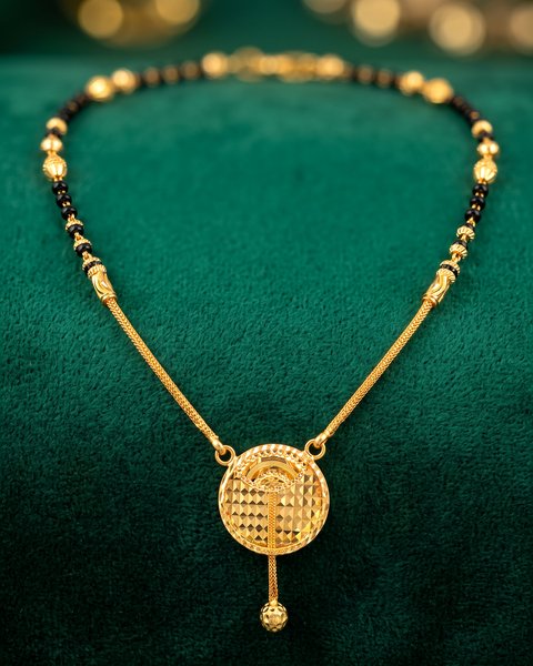 Filigree Disc Long Mangalsutra, 22K Gold, 11.440 g