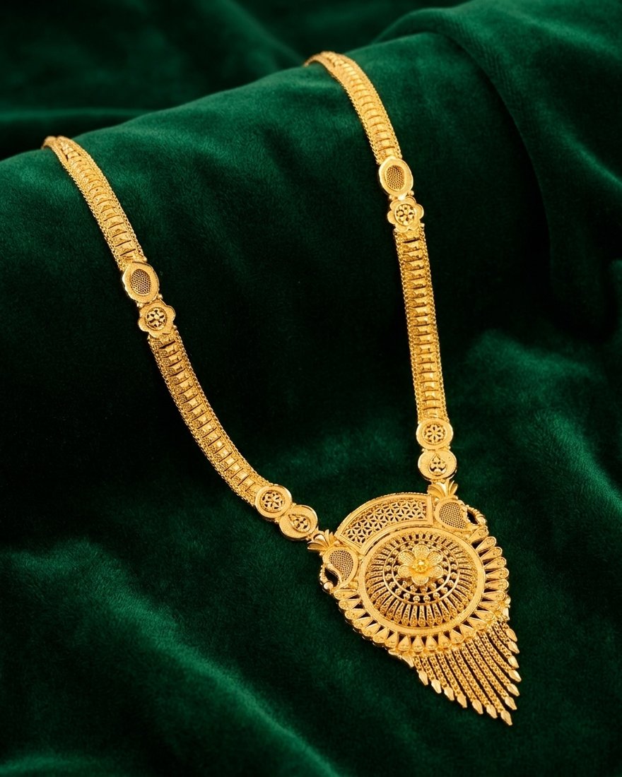 Filigree Medallion Long Haar, 22K Gold, 28.320 g