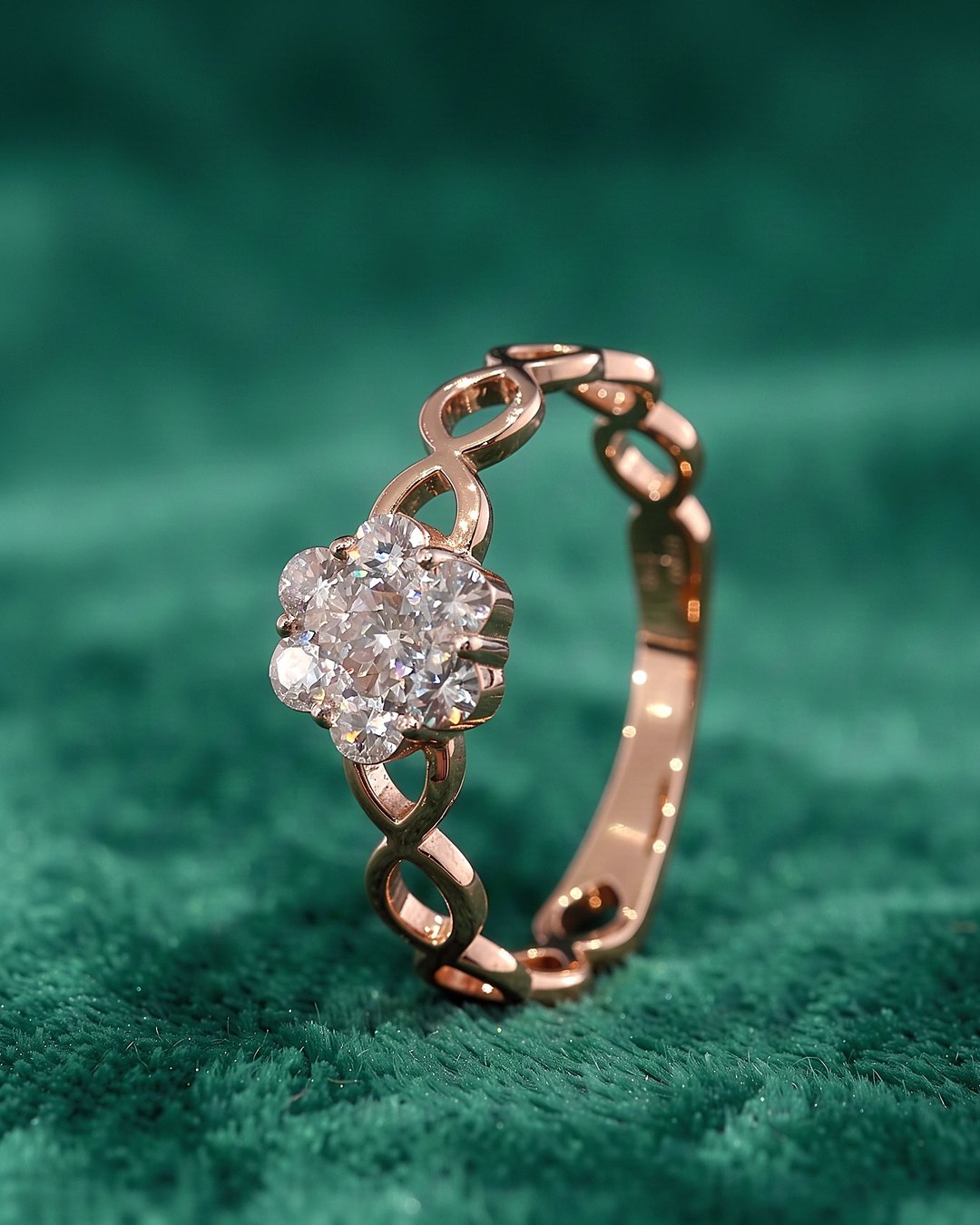 Floral Cluster Diamond Ring, 18K Rose Gold, 0.30 ct
