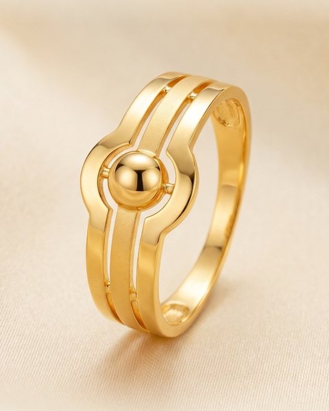Gold Ball Rails Ring, 22K Gold, 1.741 g