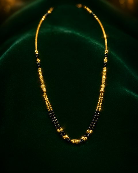 Gold Bead Cluster Mangalsutra, 22K Gold, 7.350 g