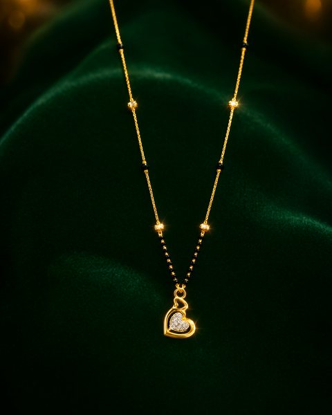 Gold Heart Mangalsutra, 22K Gold, 4.600 g