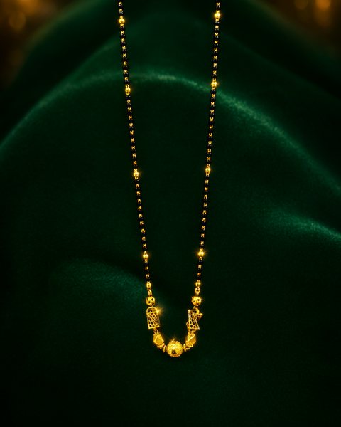 Gold Lattice Ball Mangalsutra, 22K Gold, 7.950 g