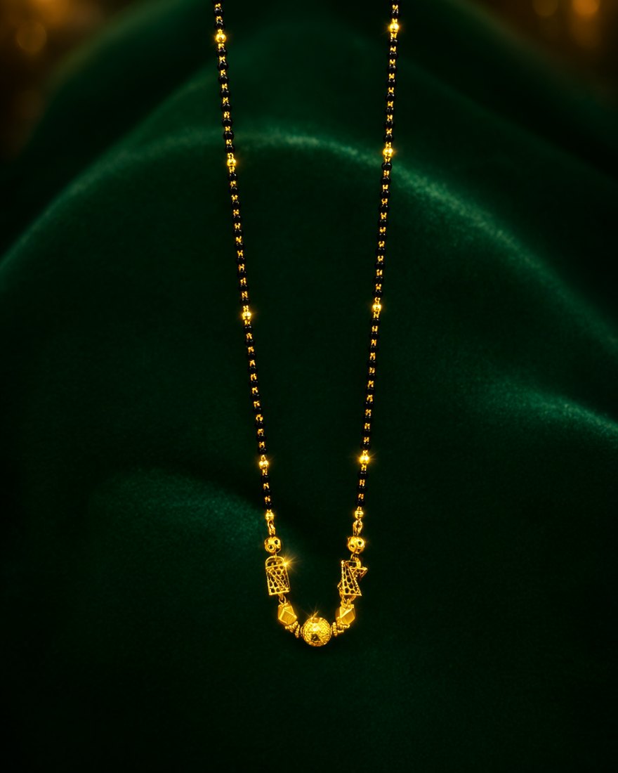 Gold Lattice Ball Mangalsutra, 22K Gold, 7.950 g