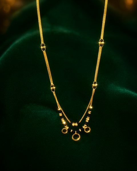 Gold Ring Double Strand Mangalsutra, 22K Gold, 8.600 g