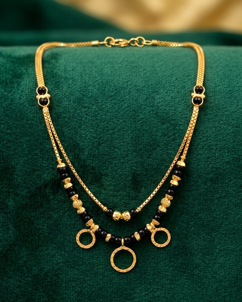 Gold Ring Double Strand Mangalsutra, 22K Gold, 8.600 g