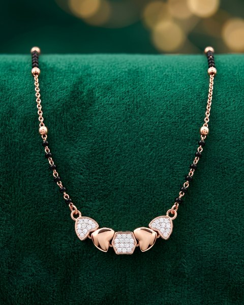 Heart & Hexagon Rose Gold Mangalsutra, 18K Rose Gold, 4.020 g