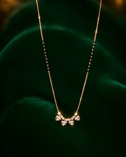Heart Trio Rose Gold Mangalsutra, 18K Rose Gold, 4.180 g