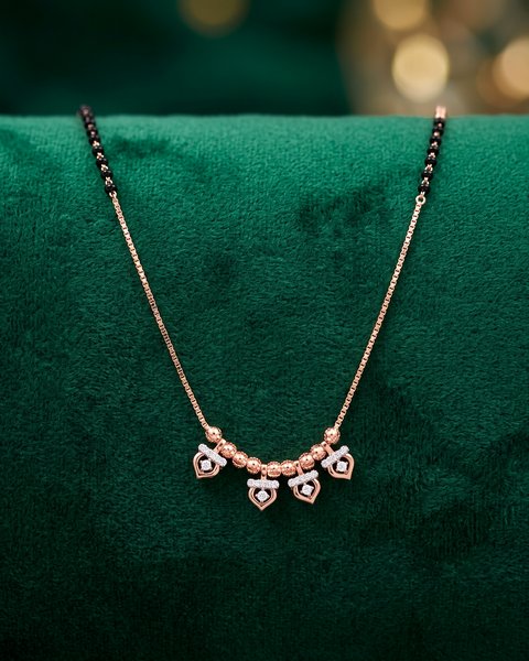 Heart Trio Rose Gold Mangalsutra, 18K Rose Gold, 4.180 g