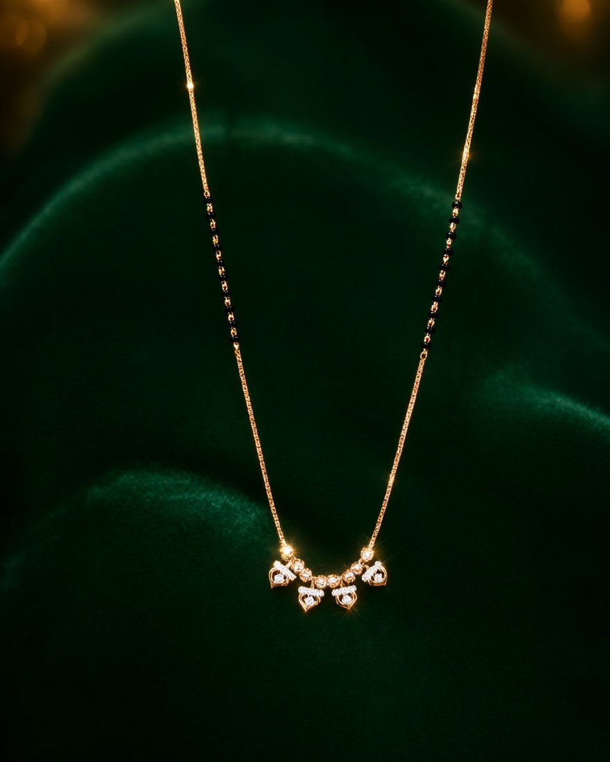 Heart Trio Rose Gold Mangalsutra, 18K Rose Gold, 4.180 g