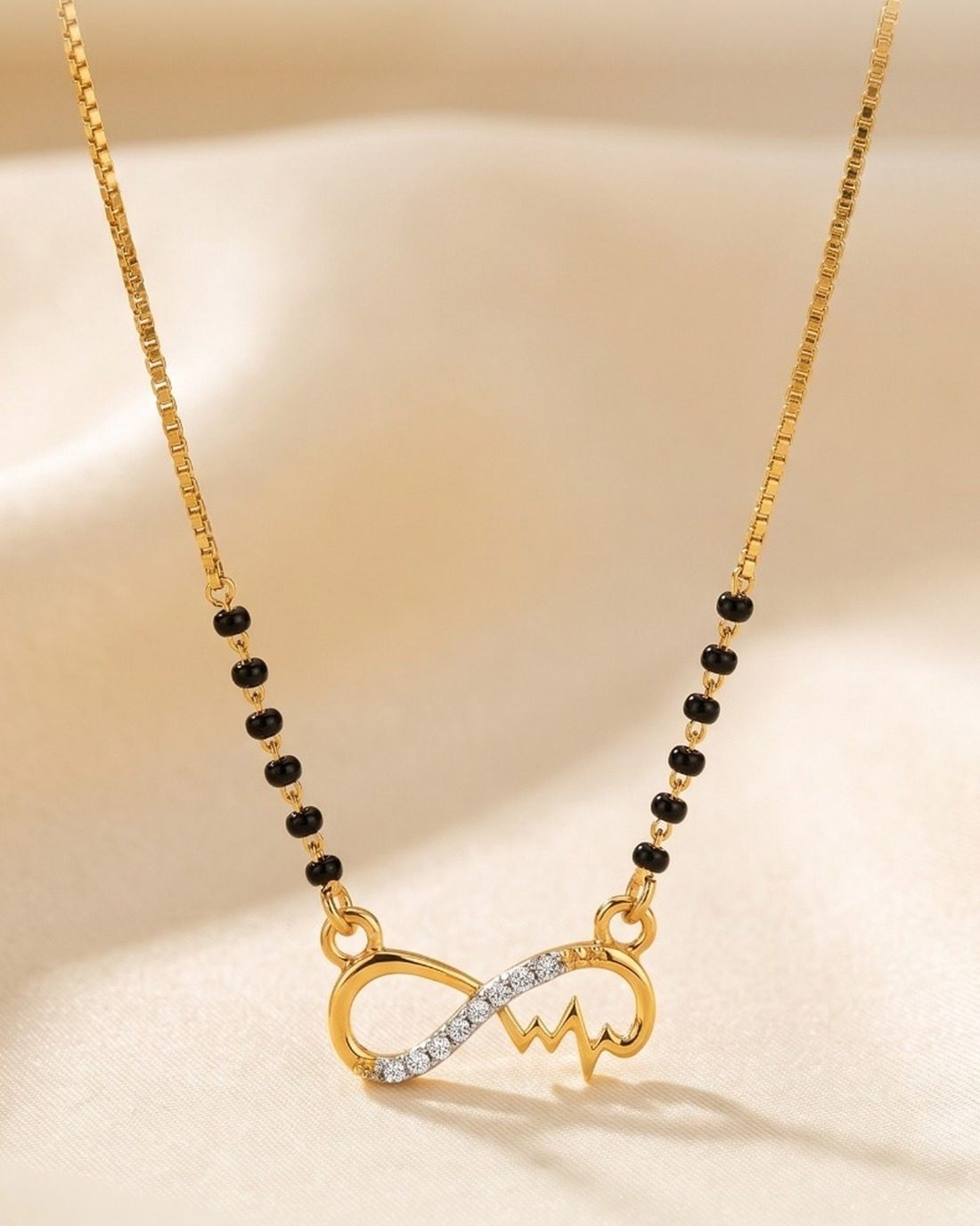 Infinity Heartbeat Mangalsutra, 22K Gold, 4.920 g