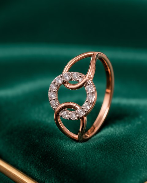 Interlinked Loop Diamond Ring, 18K Rose Gold, 0.14 ct