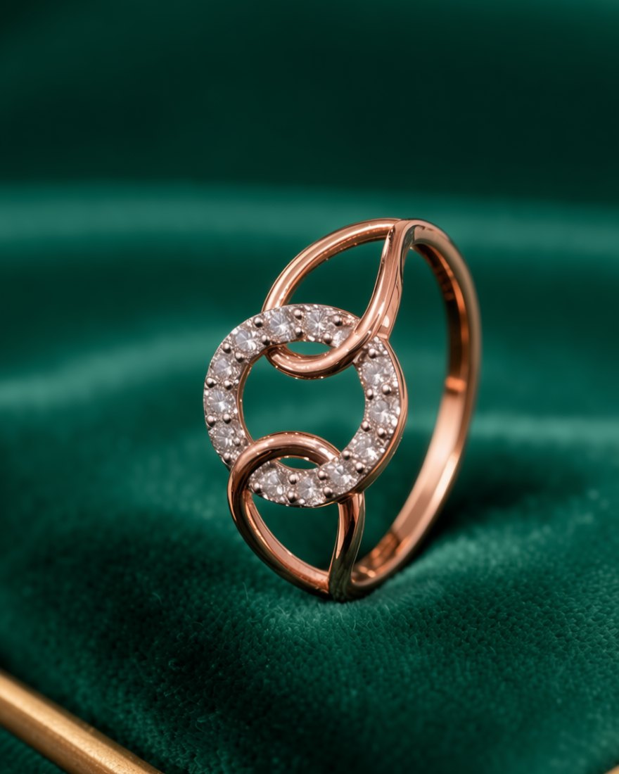 Interlinked Loop Diamond Ring, 18K Rose Gold, 0.14 ct