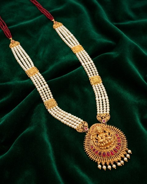 Lakshmi Pearl Rani Haar, 22K Gold, 59.170 g