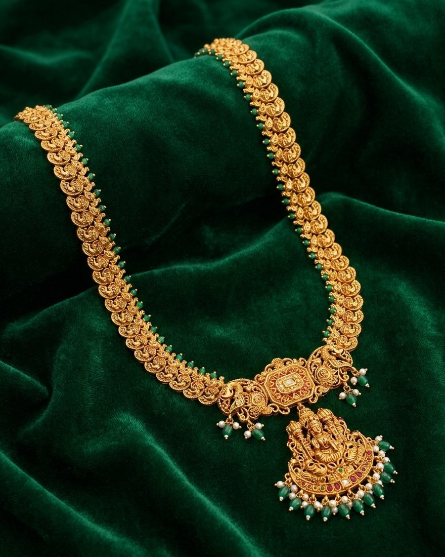 Lakshmi Temple Long Haar, 22K Gold, 92.300 g