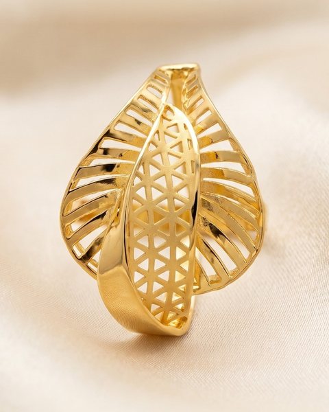 Lattice Leaf Ring, 22K Gold, 1.926 g