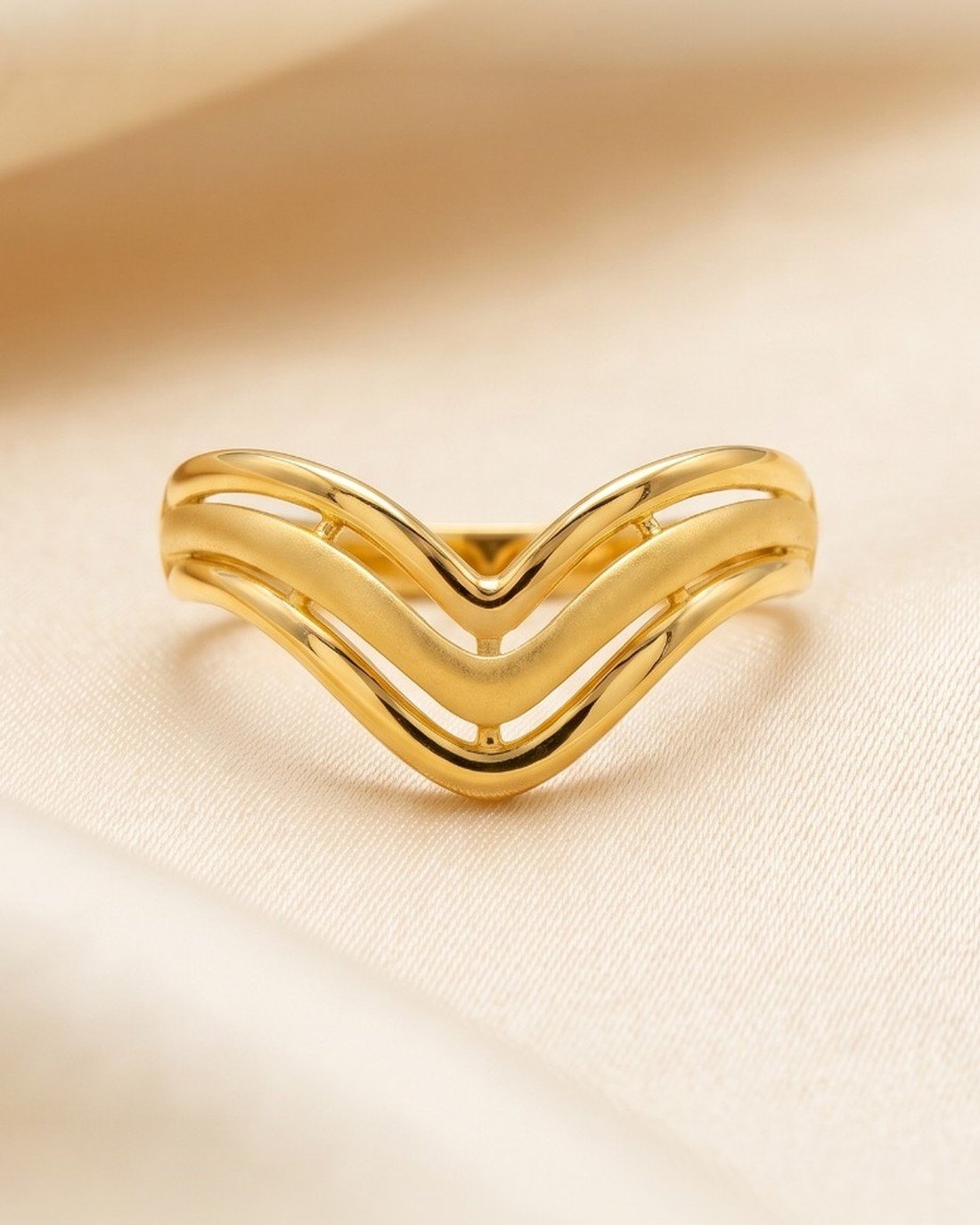 Layered V Ring, 22K Gold, 2.064 g