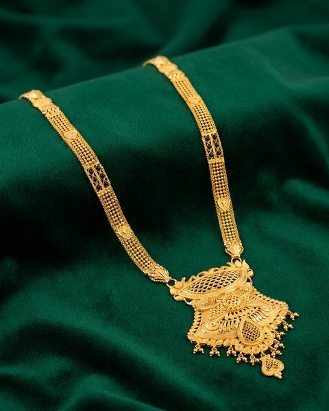Long Filigree Pendant Mangalsutra, 22K Gold, 69.980 g