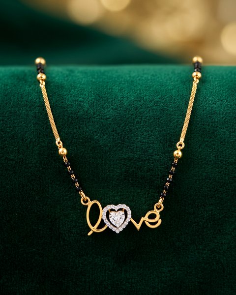 Love Heart Mangalsutra, 22K Gold, 7.170 g