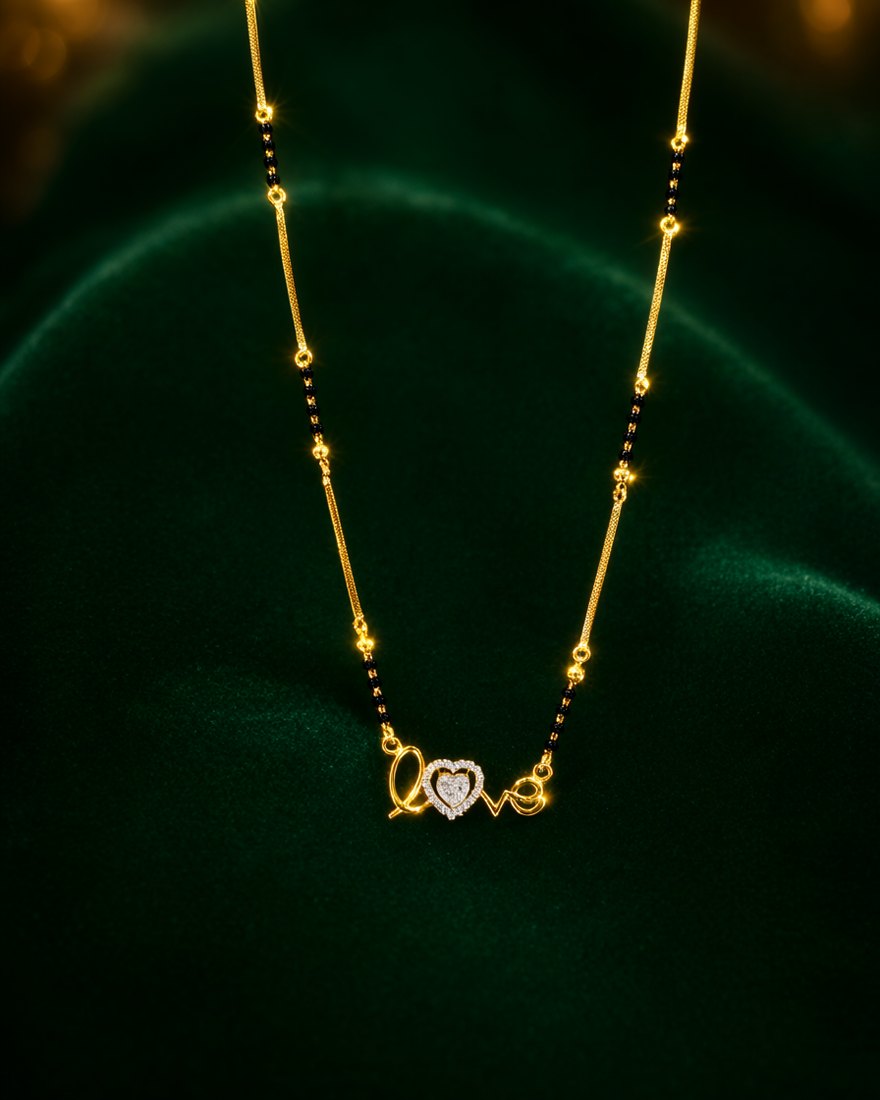 Love Heart Mangalsutra, 22K Gold, 7.170 g