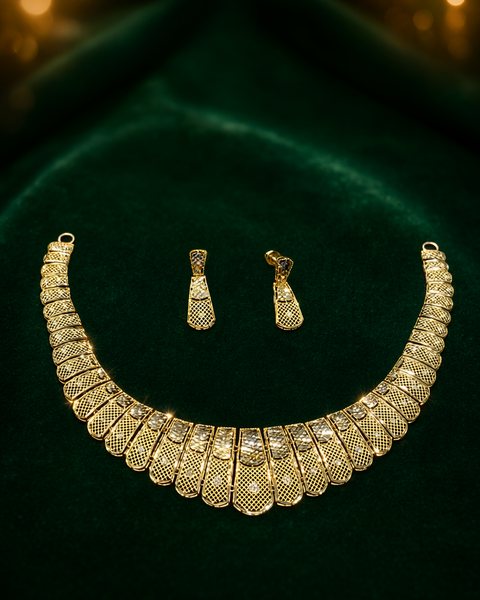 Mesh Panel Choker Set, 22K Gold, 22.370 g