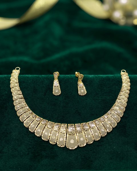Mesh Panel Choker Set, 22K Gold, 22.370 g