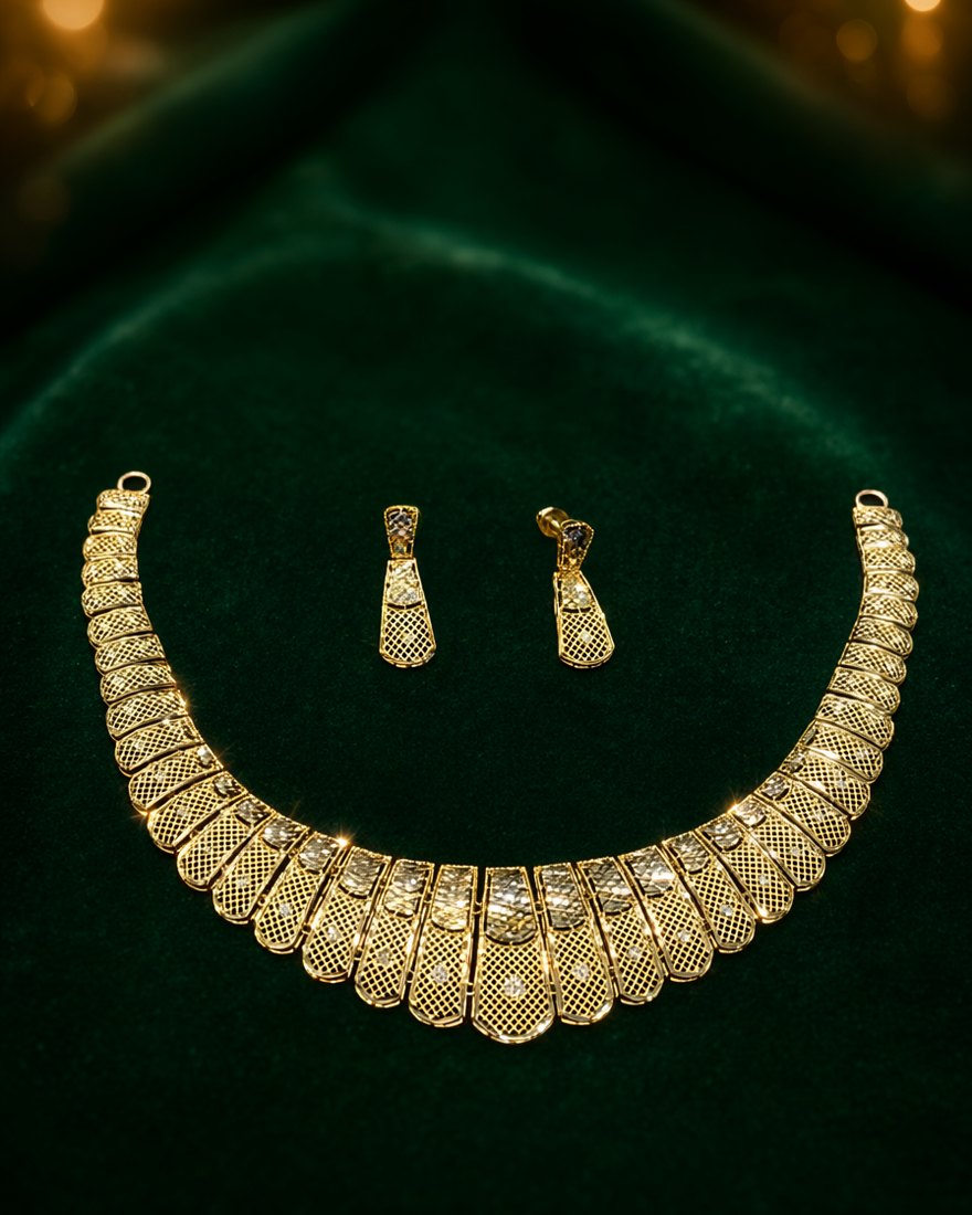 Mesh Panel Choker Set, 22K Gold, 22.370 g