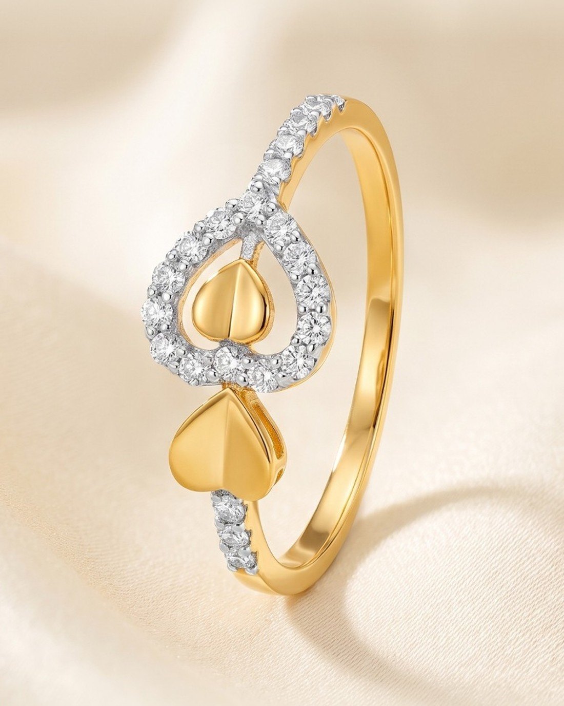 Open Heart Drop Ring, 22K Gold, 0.780 g