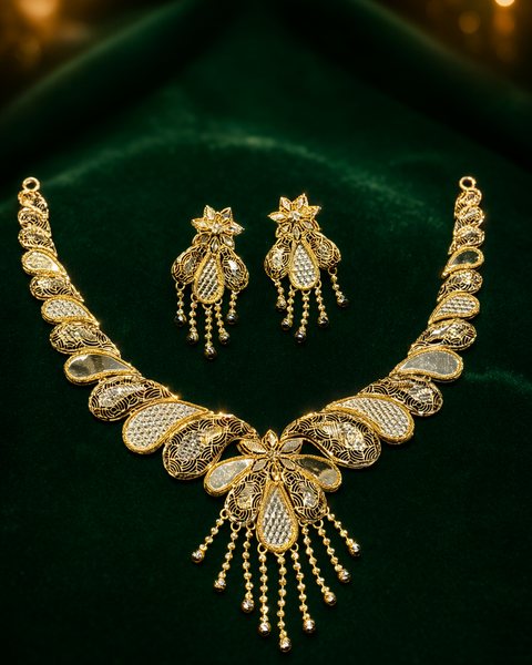Paisley Tassel Necklace Set, 22K Gold, 30.880 g