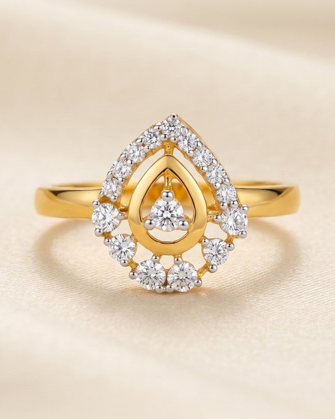 Pear Halo Cluster Ring, 22K Gold, 1.928 g