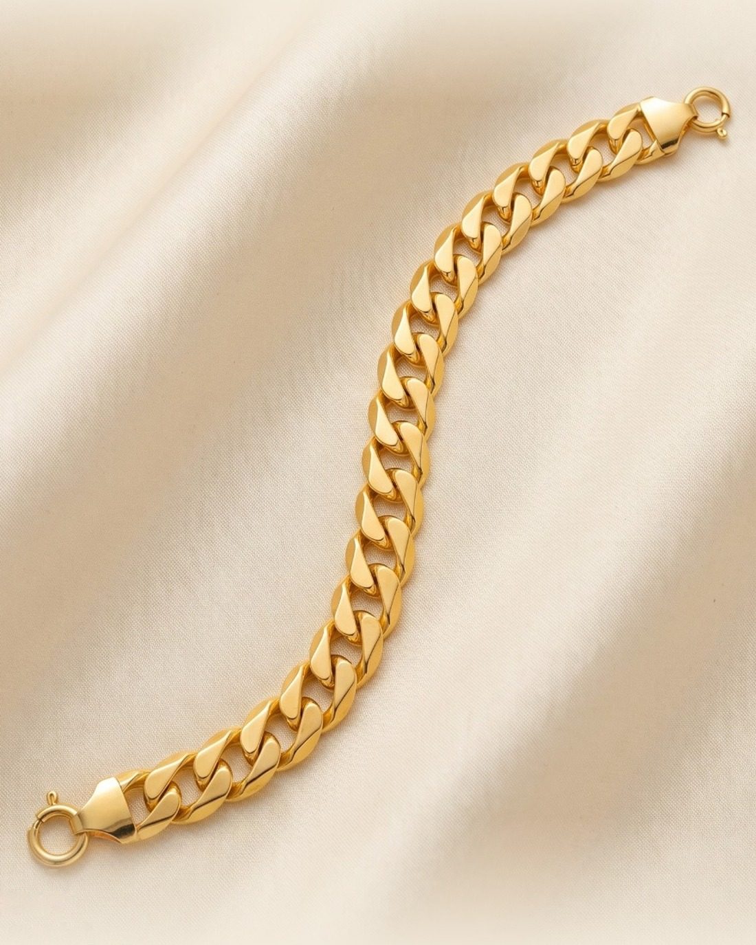 Polished Curb Link Men's Bracelet, 22K Gold, 6.120 g