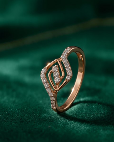 Rhombus Frame Diamond Ring, 18K Rose Gold, 0.17 ct