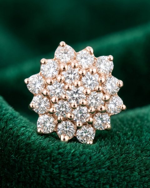 Starburst Cluster Diamond Nose Pin, 18K Rose Gold, 0.09 ct