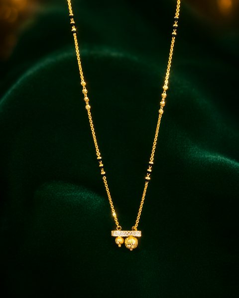 Stone Bar Bead Drop Mangalsutra, 22K Gold, 7.770 g