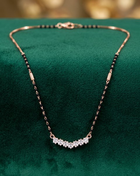 Stone Curve Rose Gold Mangalsutra, 18K Rose Gold, 4.060 g
