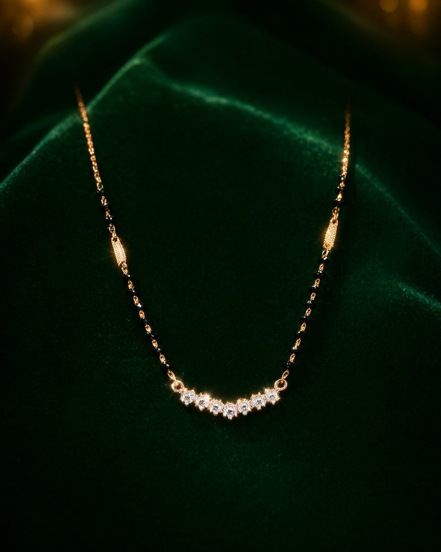 Stone Curve Rose Gold Mangalsutra, 18K Rose Gold, 4.060 g