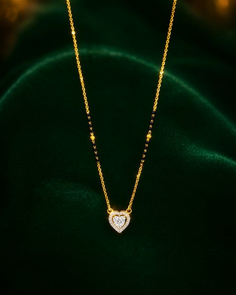 Stone Heart Mangalsutra, 22K Gold, 5.380 g