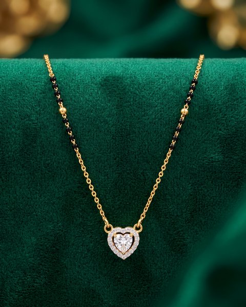 Stone Heart Mangalsutra, 22K Gold, 5.380 g